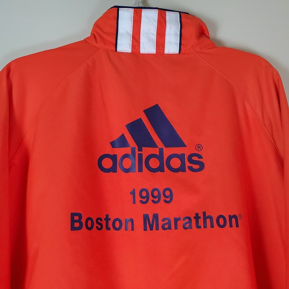 Vintage Adidas 1999 Boston Marathon Athletic Assoc Zip Jacket Orange XXL 2XL